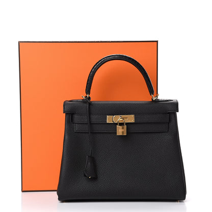 Hermes Togo Matte Alligator Kelly Retourne Touch 28 Black 38 of 38
