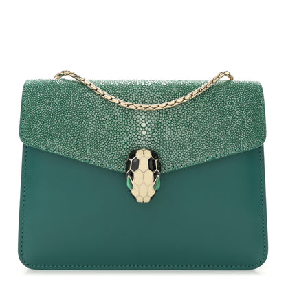 Bulgari Galuchat Calfskin Serpenti Forever Crossbody Bag Blue 1 of 10