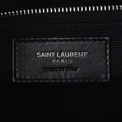 Saint Laurent Calfskin Crocodile Embossed Monogram Large Satchel Black 9 of 9