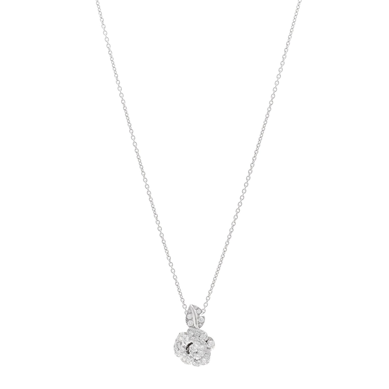 Christian Dior 18K White Gold Diamond Small Rose Dior Bagatelle Necklace 1 of 5