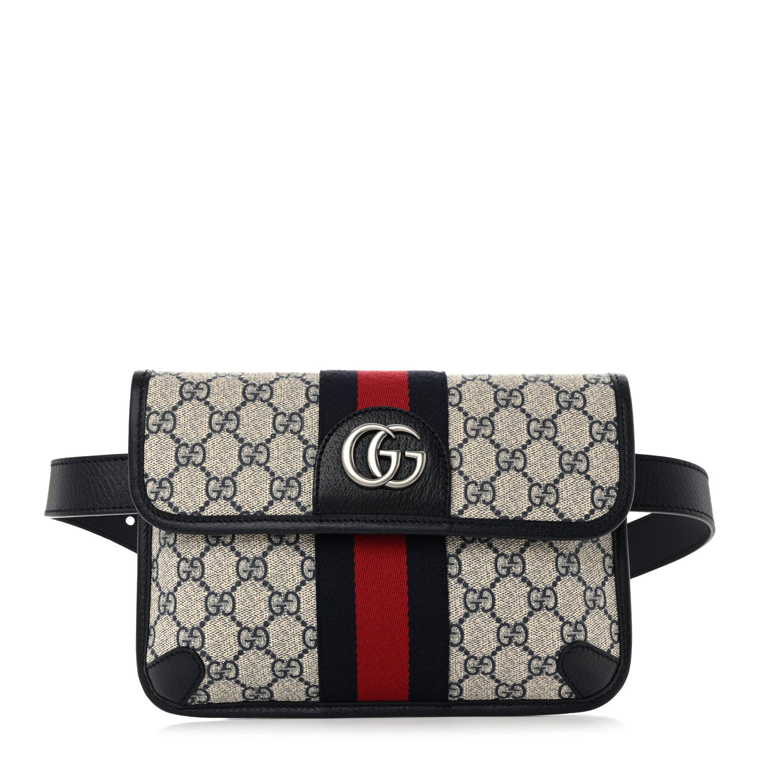 Gucci GG Supreme Monogram Web Small Ophidia Belt Bag 90 36 Beige Navy 1 of 11