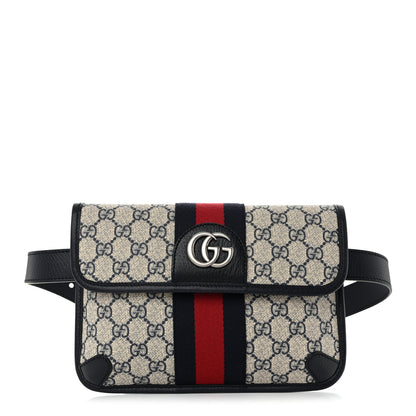 Gucci GG Supreme Monogram Web Small Ophidia Belt Bag 90 36 Beige Navy 1 of 11