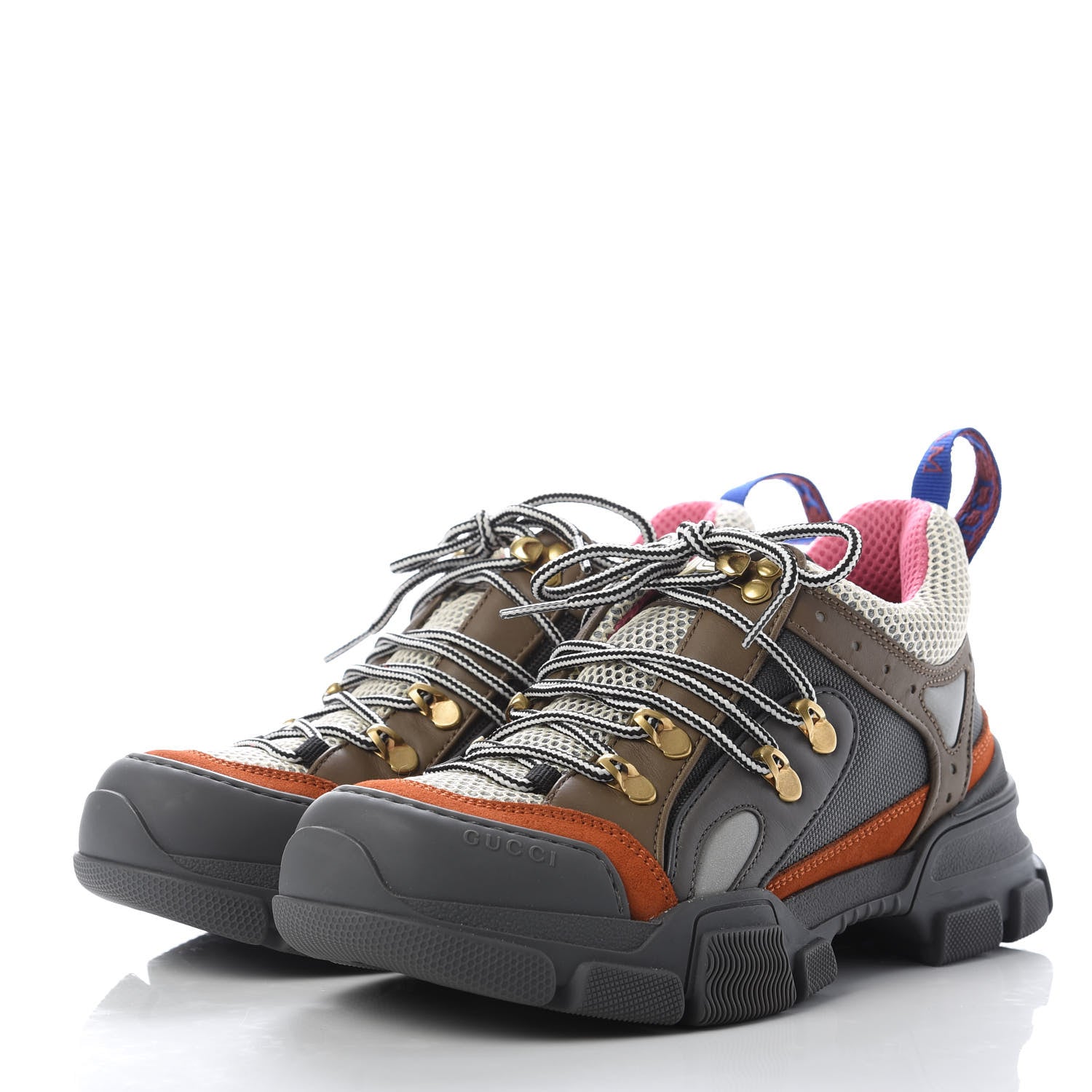 Gucci X SEGA Mesh Canvas Calfskin Womens Flashtrek Sneakers 37 White Box Pink Ardesia Loess 3 of 8