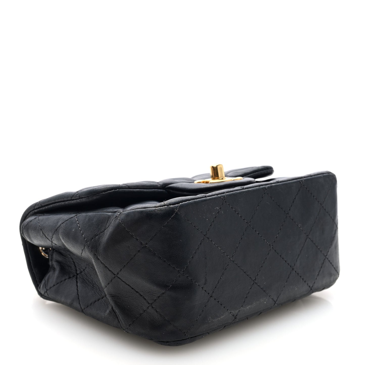 Lambskin Quilted Mini Square Flap Black
