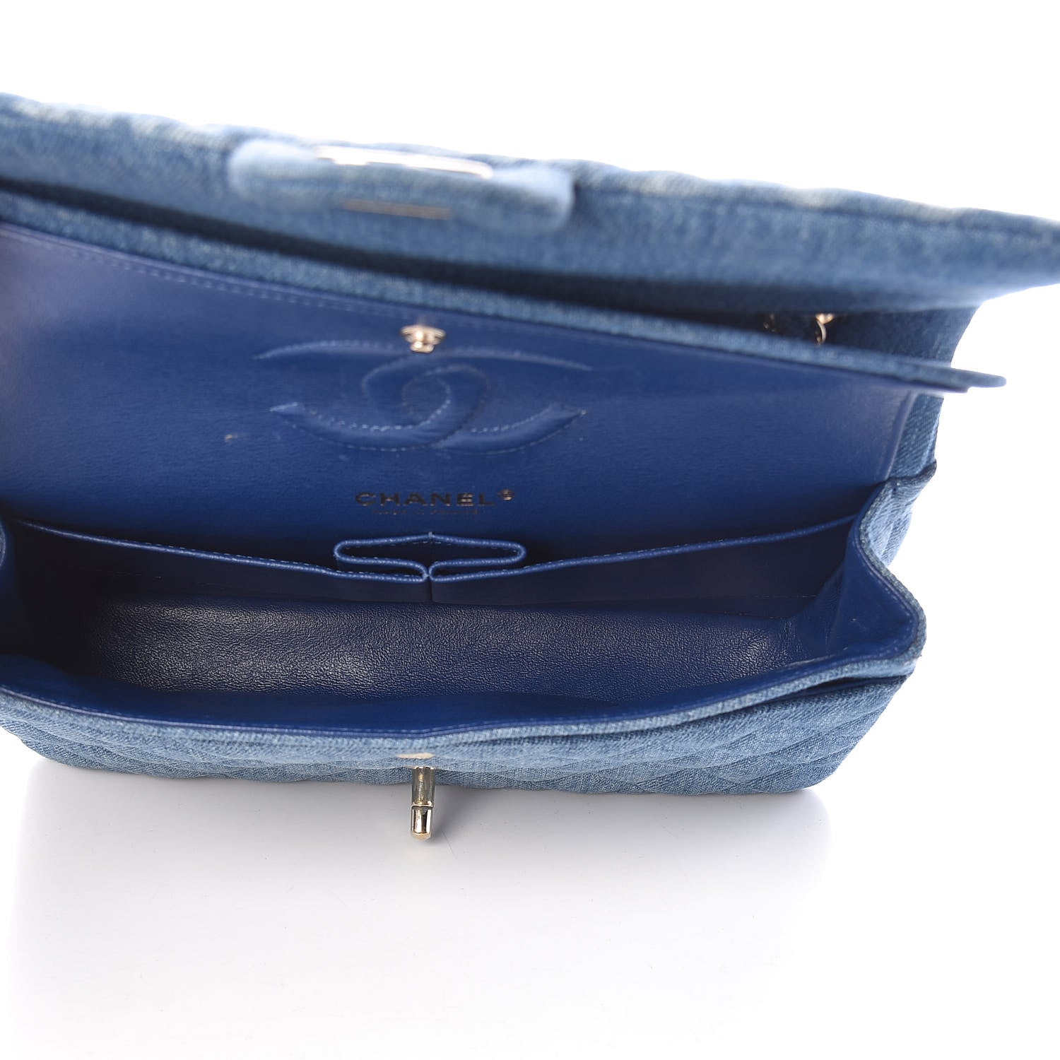 Chanel Denim Quilted Medium Double Flap Blue 5 of 13