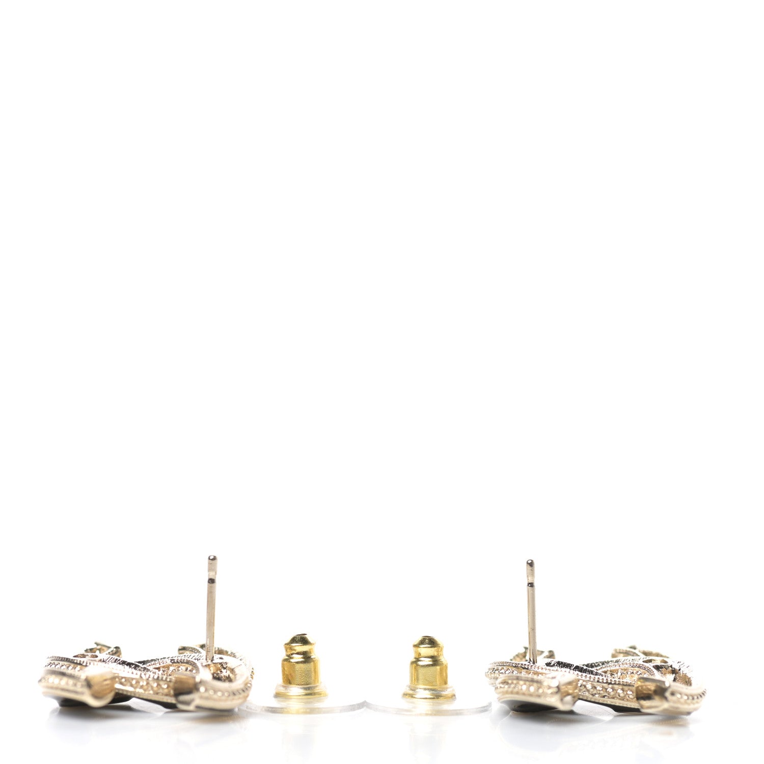 Chanel Enamel CC Earrings Black Gold 3 of 4