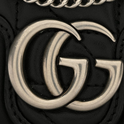 Gucci Calfskin Matelasse Aria Super Mini GG Marmont Shoulder Bag Black 12 of 13