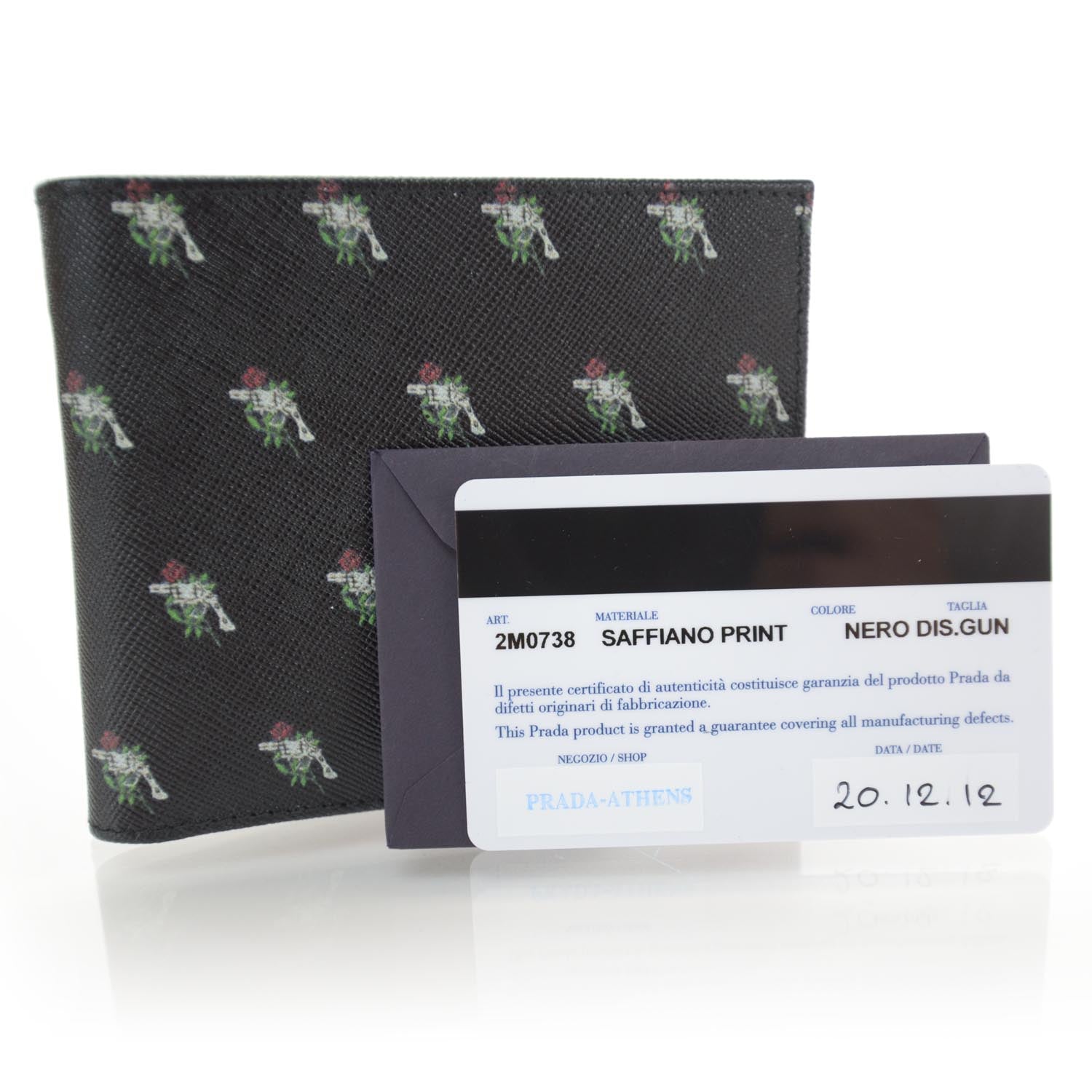 Prada Saffiano Guns and Roses Print Wallet Black 8 of 9