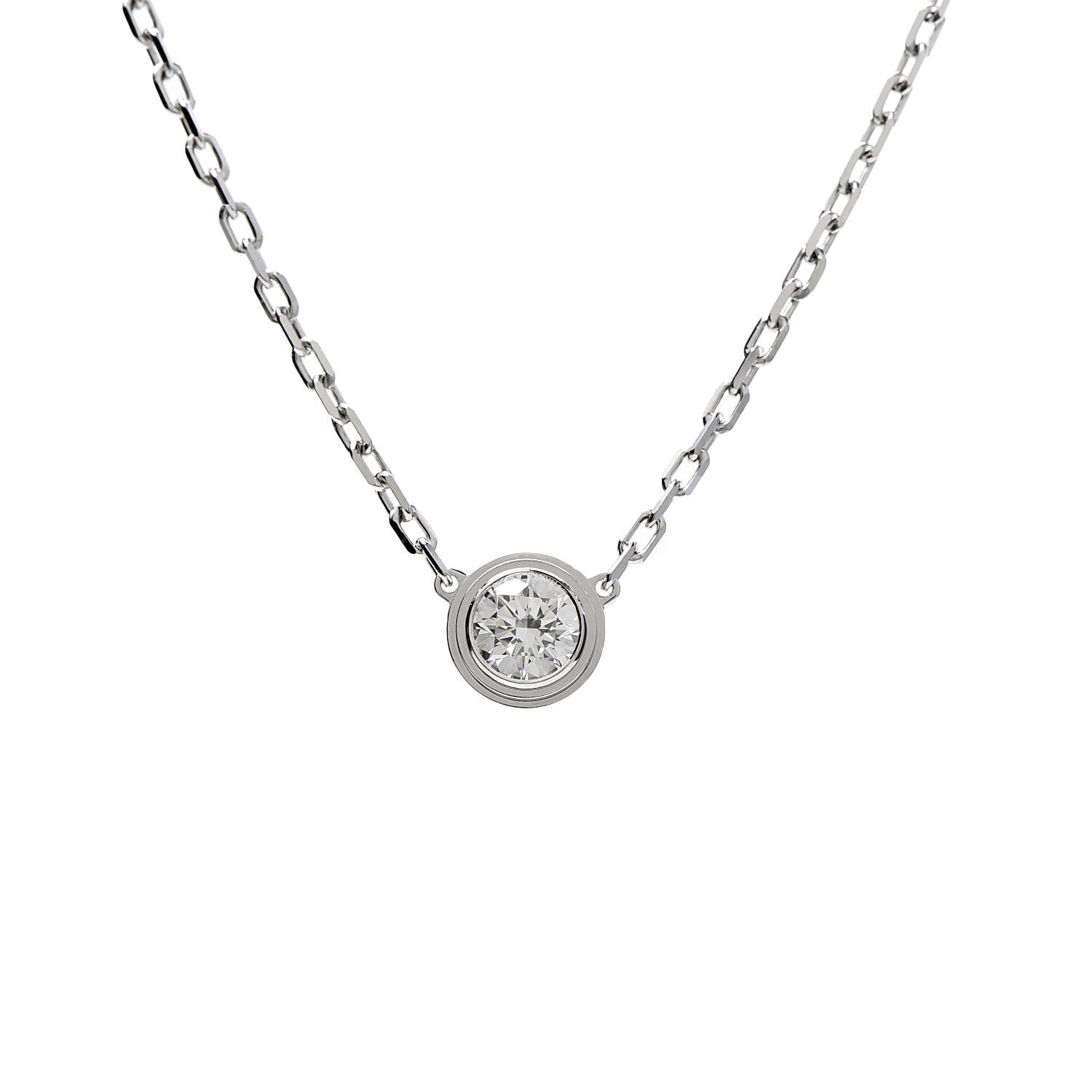Cartier 18K White Gold Diamond LM D'Amour Pendant Necklace 5 of 5