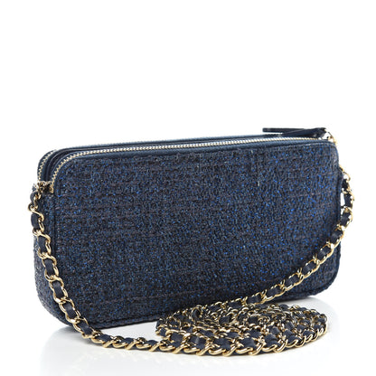 Chanel Canvas Small Deauville Clutch With Chain Blue 3 of 13