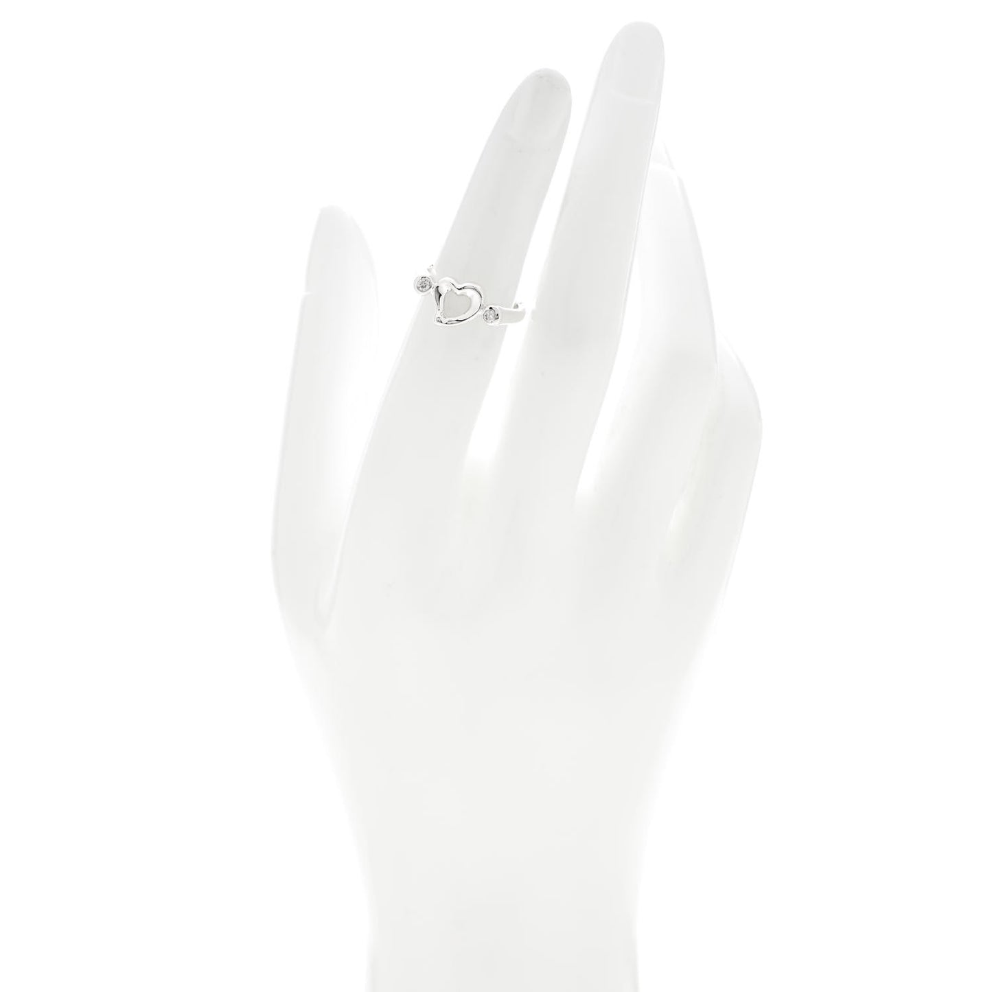 Sterling Silver Diamond Elsa Peretti Open Heart Ring 49 4.75