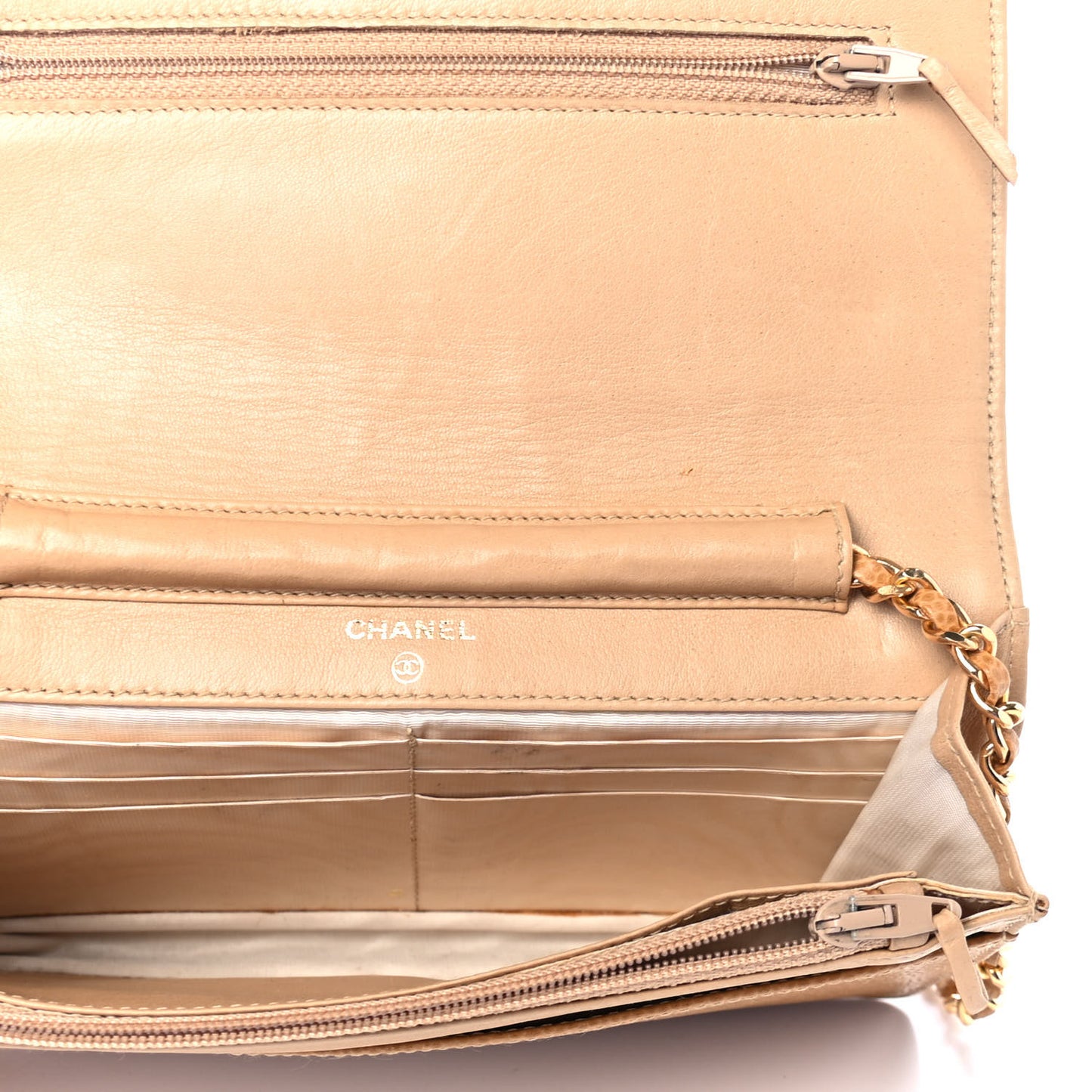Caviar Timeless CC Wallet on Chain WOC Beige