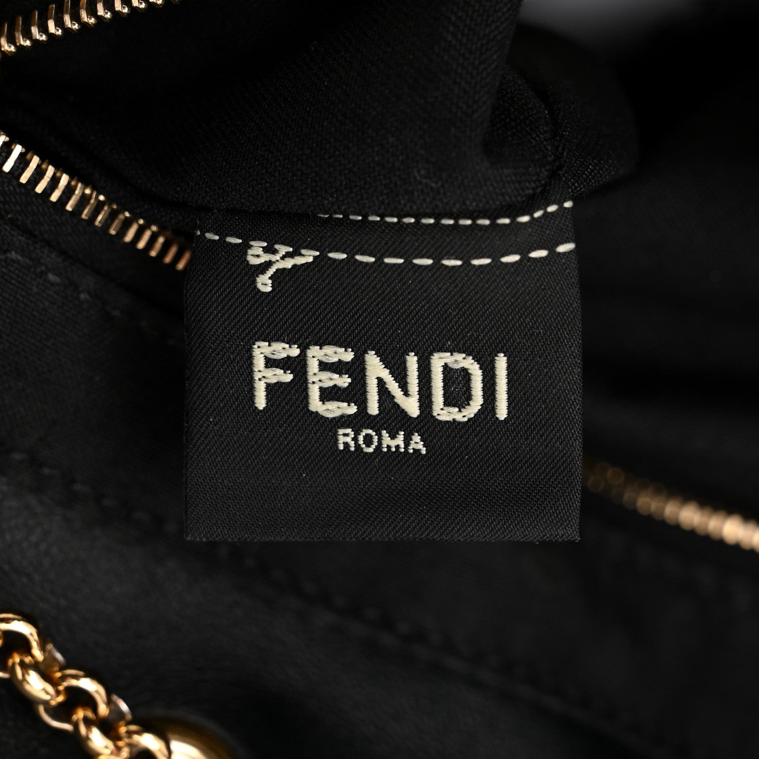 Fendi Vitello Grace King Karligraphy Chain Bucket Bag Black Bisquit 6 of 10