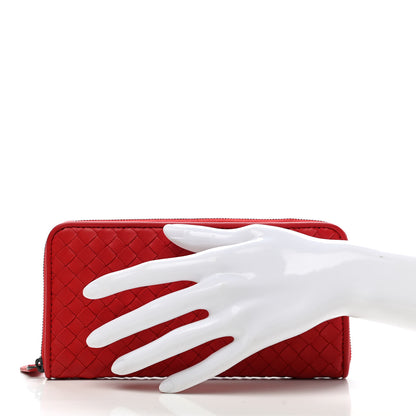 Bottega Veneta Nappa Intrecciato Zip Around Wallet Red 2 of 8