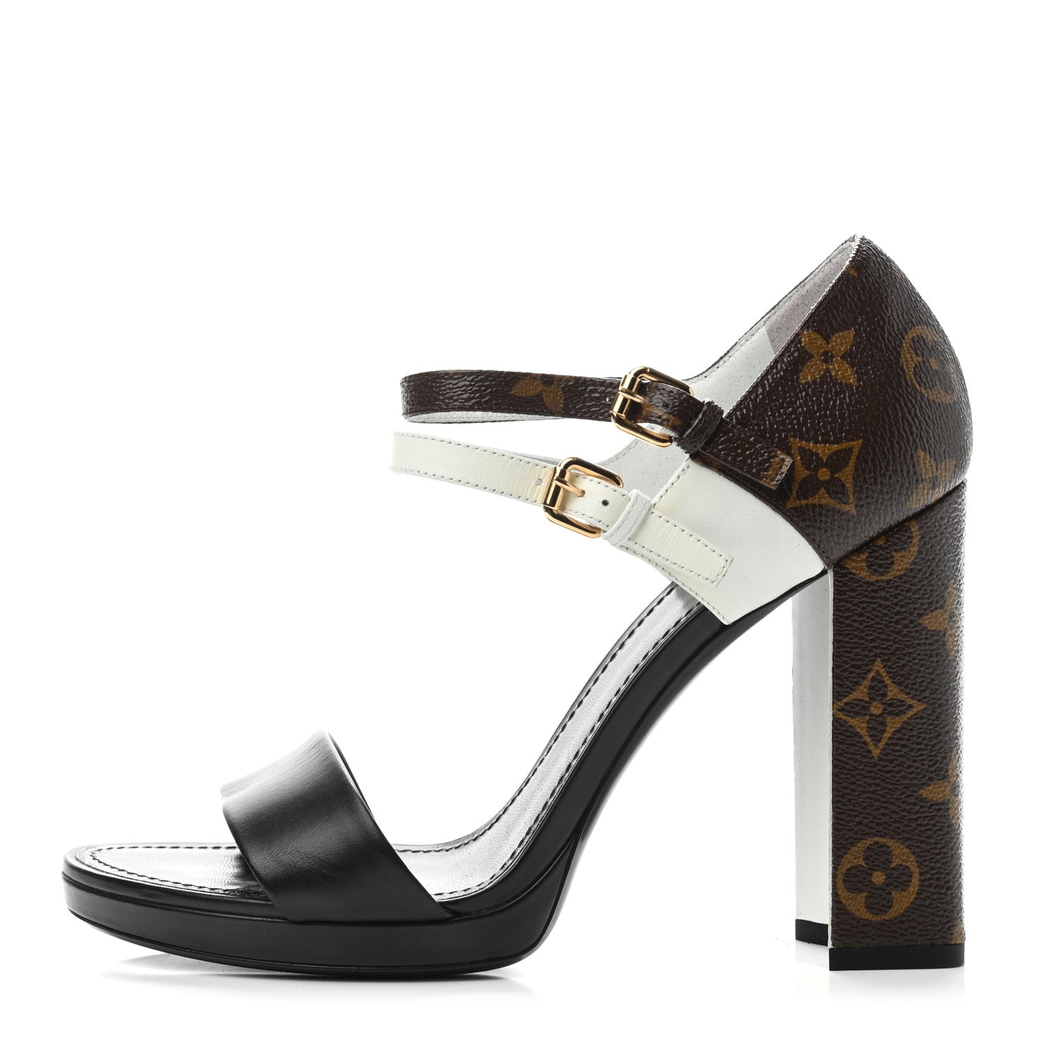 Louis Vuitton Calfskin Monogram Matchmake Cross Sandals 39 Black White 1 of 4