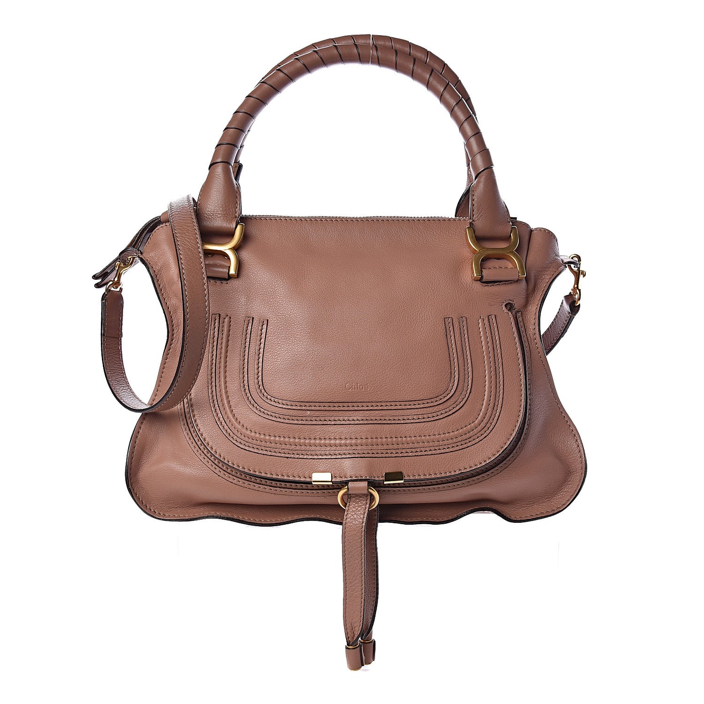 Calfskin Medium Marcie Satchel Nude