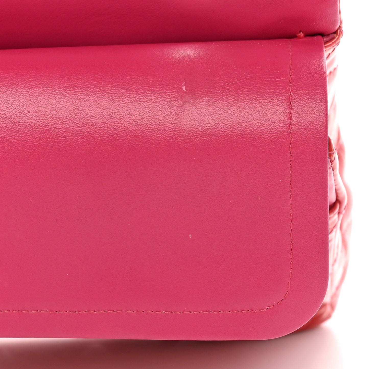 Patent Quilted Medium Double Flap Fuchsia