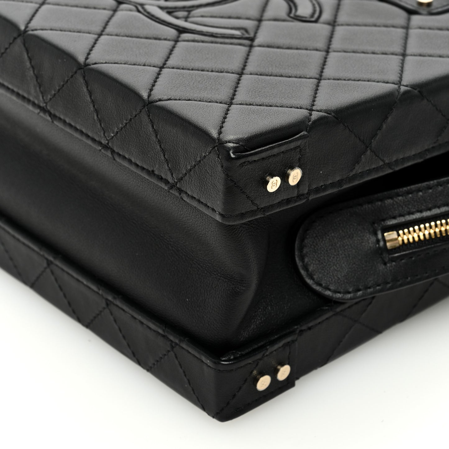 Calfskin Quilted Studded Square Vanity Case Black