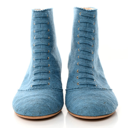 Chanel Chine Felt Short Boots 40.5 Blue 2 of 9