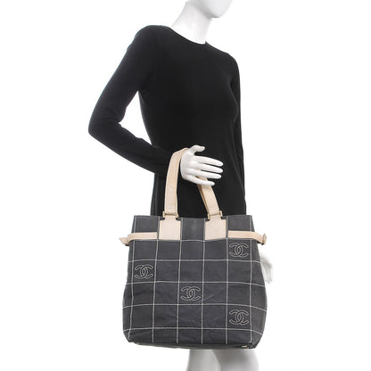 Chanel Canvas Square Stitched CC Tote Bag Black 2 of 15