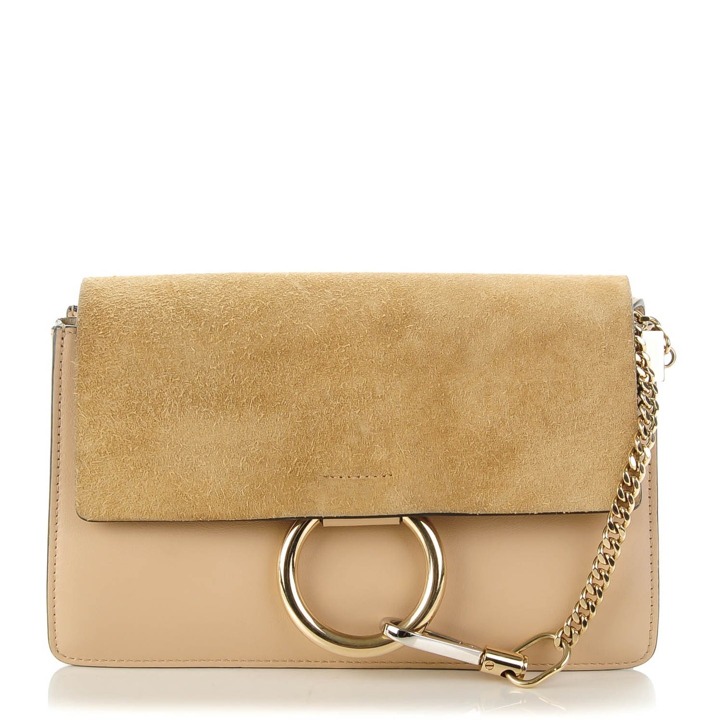 Suede Calfskin Small Faye Shoulder Bag Pearl Beige
