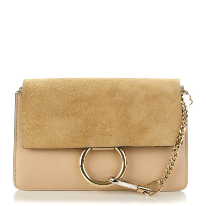 Chloe Suede Calfskin Small Faye Shoulder Bag Pearl Beige 1 of 8