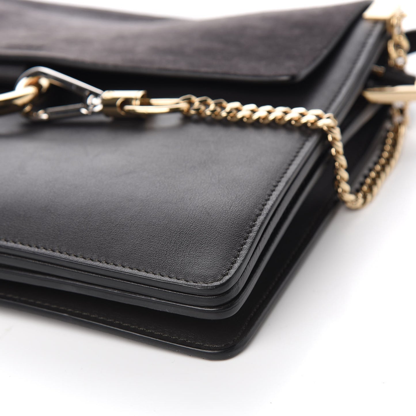 Calfskin Suede Medium Faye Shoulder Bag Carbon Grey