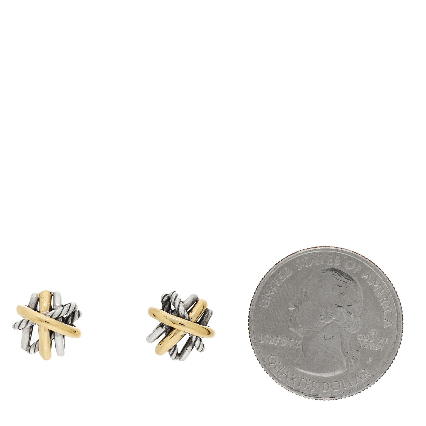 Sterling Silver 18K Yellow Gold Crossover Stud Earrings