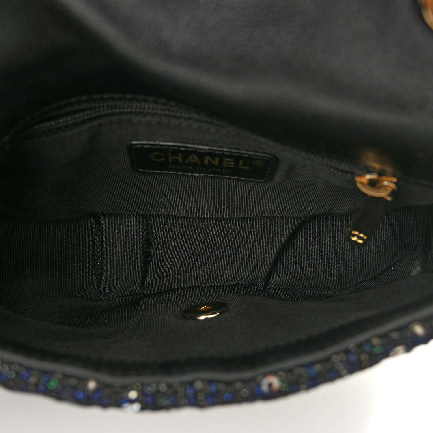 Chanel Tweed Mini Pearl Handle Flap Black Ecru 5 of 10