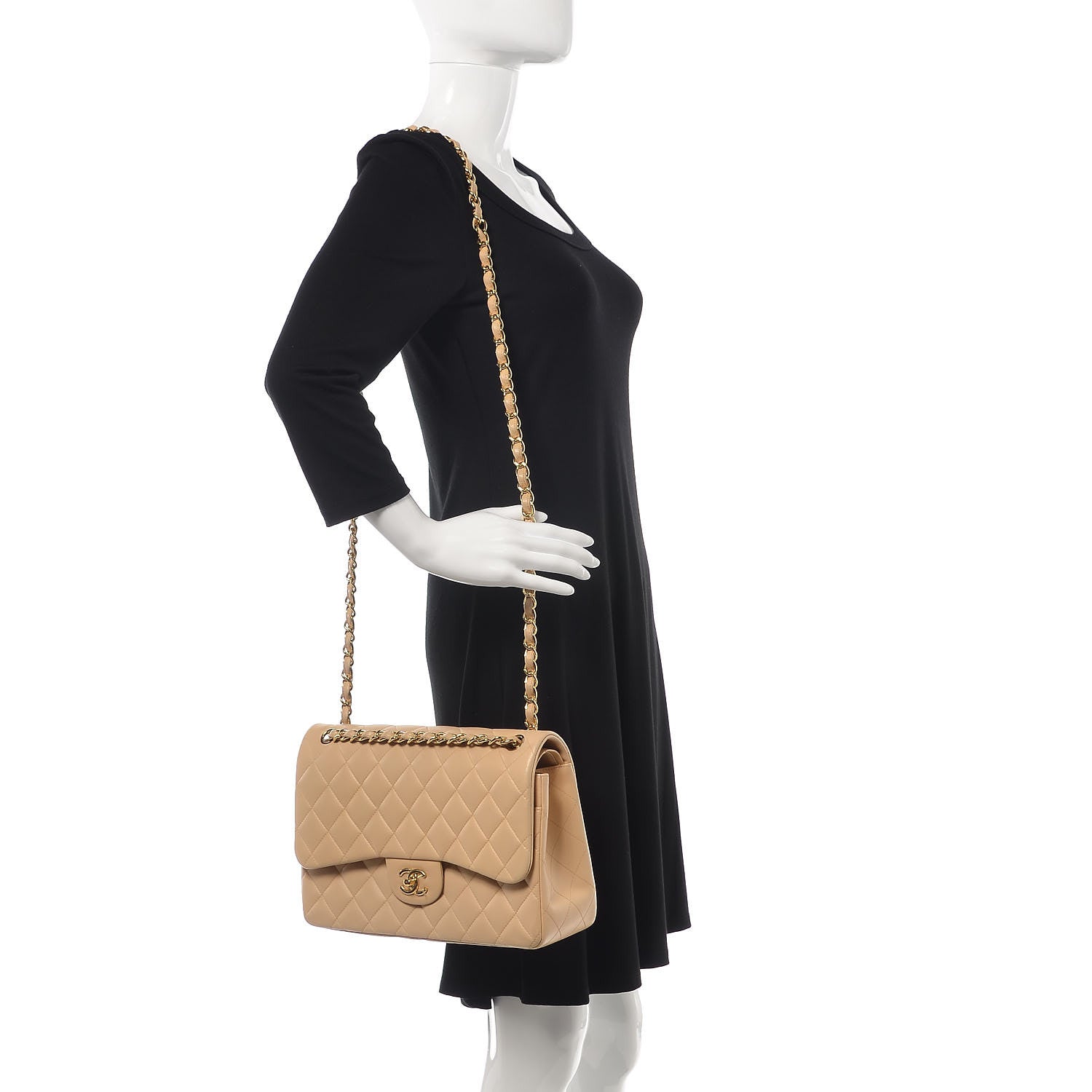 Chanel Lambskin Quilted Jumbo Double Flap Beige Clair 2 of 14