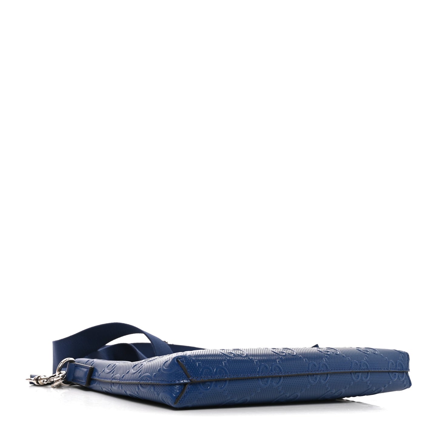 Calfskin GG Tennis Embossed Medium Wristlet Messenger Bag Intense Metal Blue