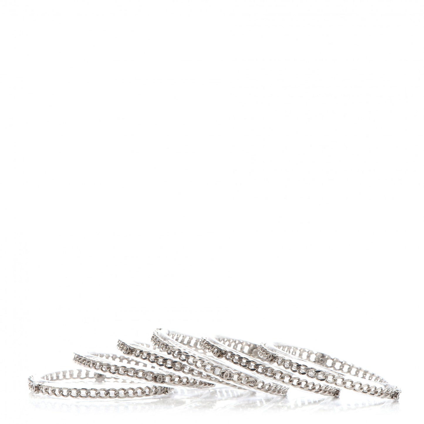 Translucent Resin Chain CC Bracelet Set of 6 Silver