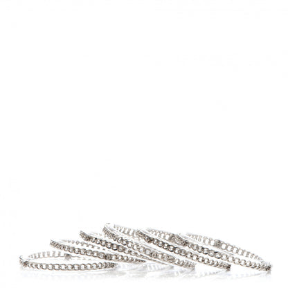 Chanel Translucent Resin Chain CC Bracelet Set of 6 Silver 4 of 5