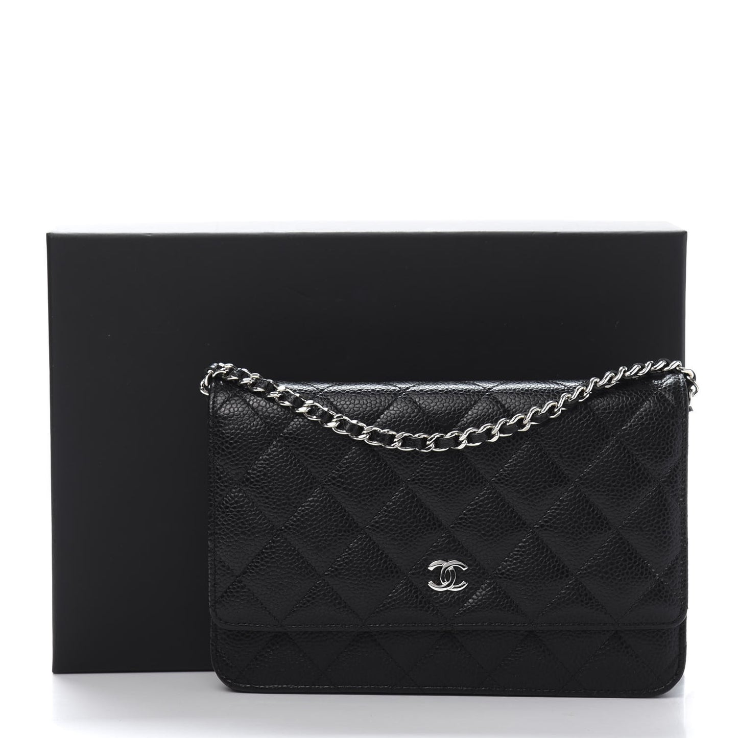 Caviar Quilted Wallet On Chain WOC Black