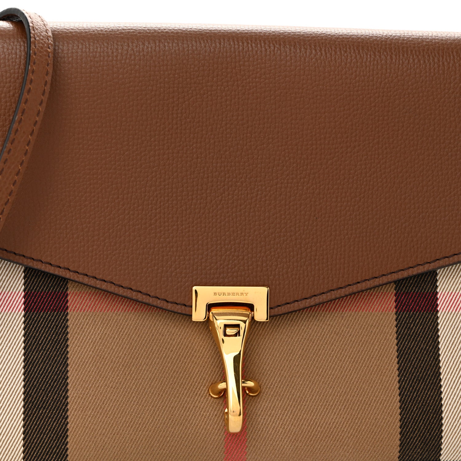 Burberry Derby Calfskin House Check Small Macken Crossbody Bag Tan 7 of 10