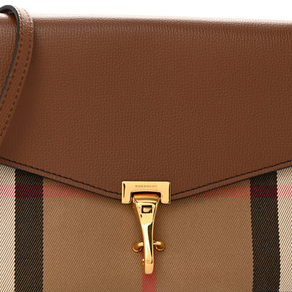 Burberry Derby Calfskin House Check Small Macken Crossbody Bag Tan 7 of 10