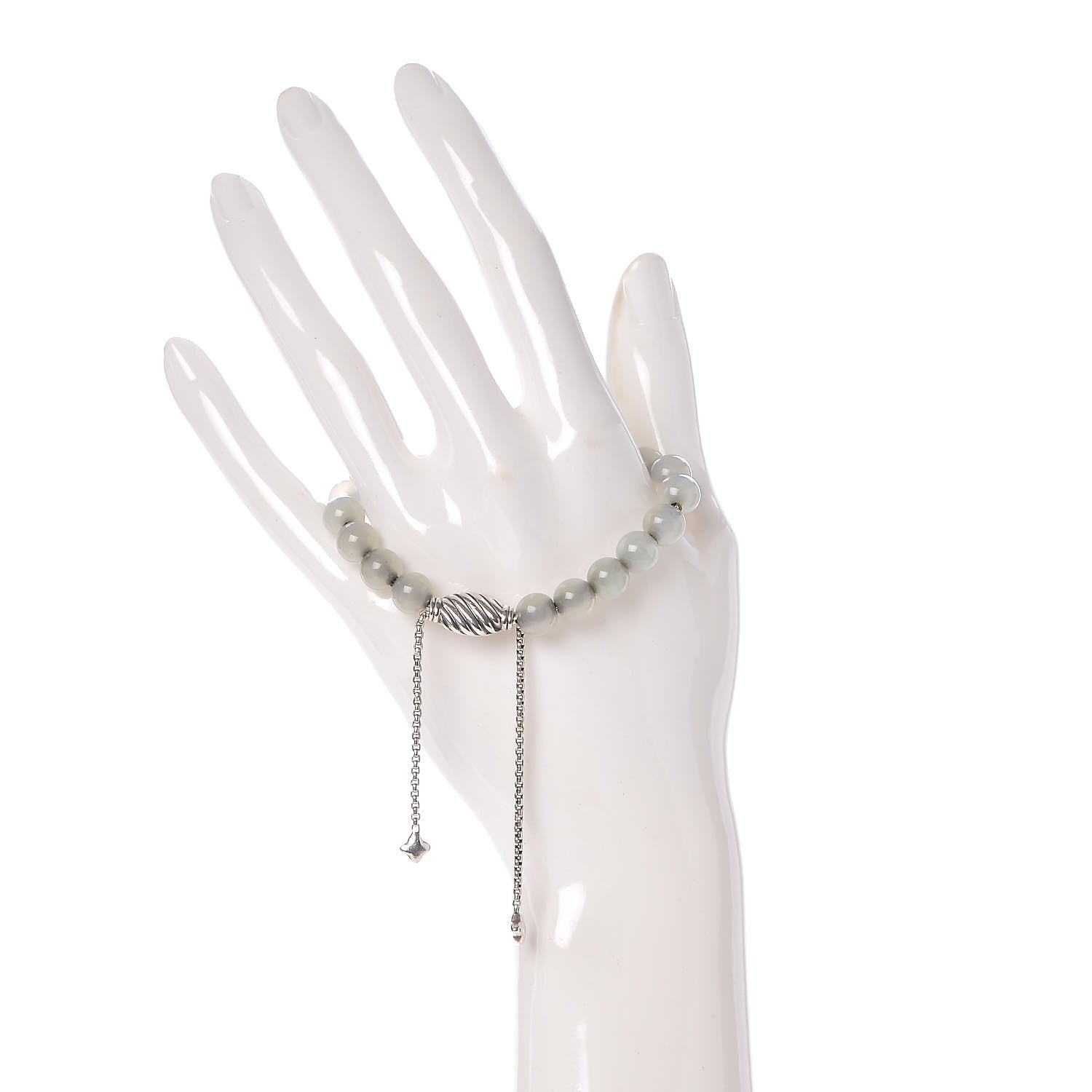 David Yurman Sterling Silver Chalcedony 8mm Spiritual Beads Adjustable Bracelet 2 of 5