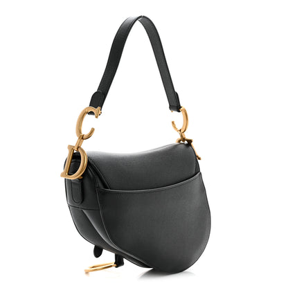 Christian Dior Grained Calfskin Saddle Bag Black 3 of 10