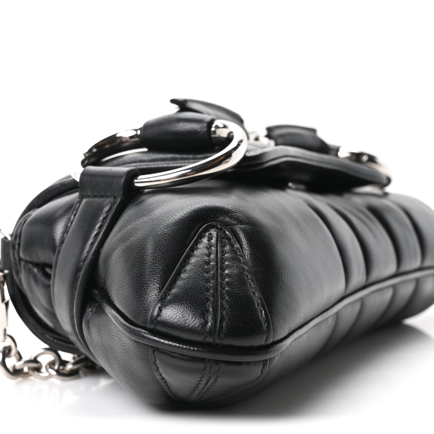 Nappa Vertical Matelasse Small Maxi Horsebit Chain Shoulder Bag Black