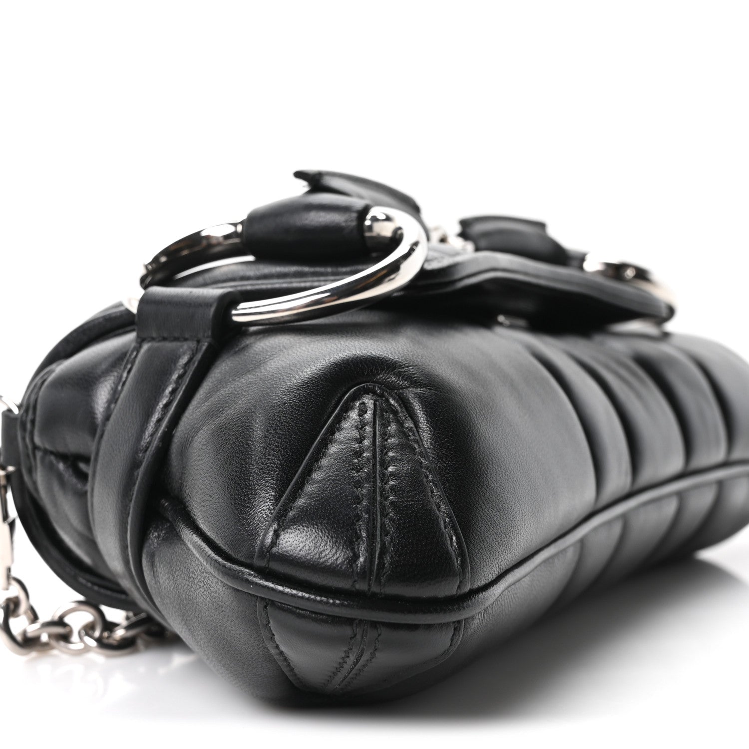 Gucci Nappa Vertical Matelasse Small Maxi Horsebit Chain Shoulder Bag Black 9 of 10