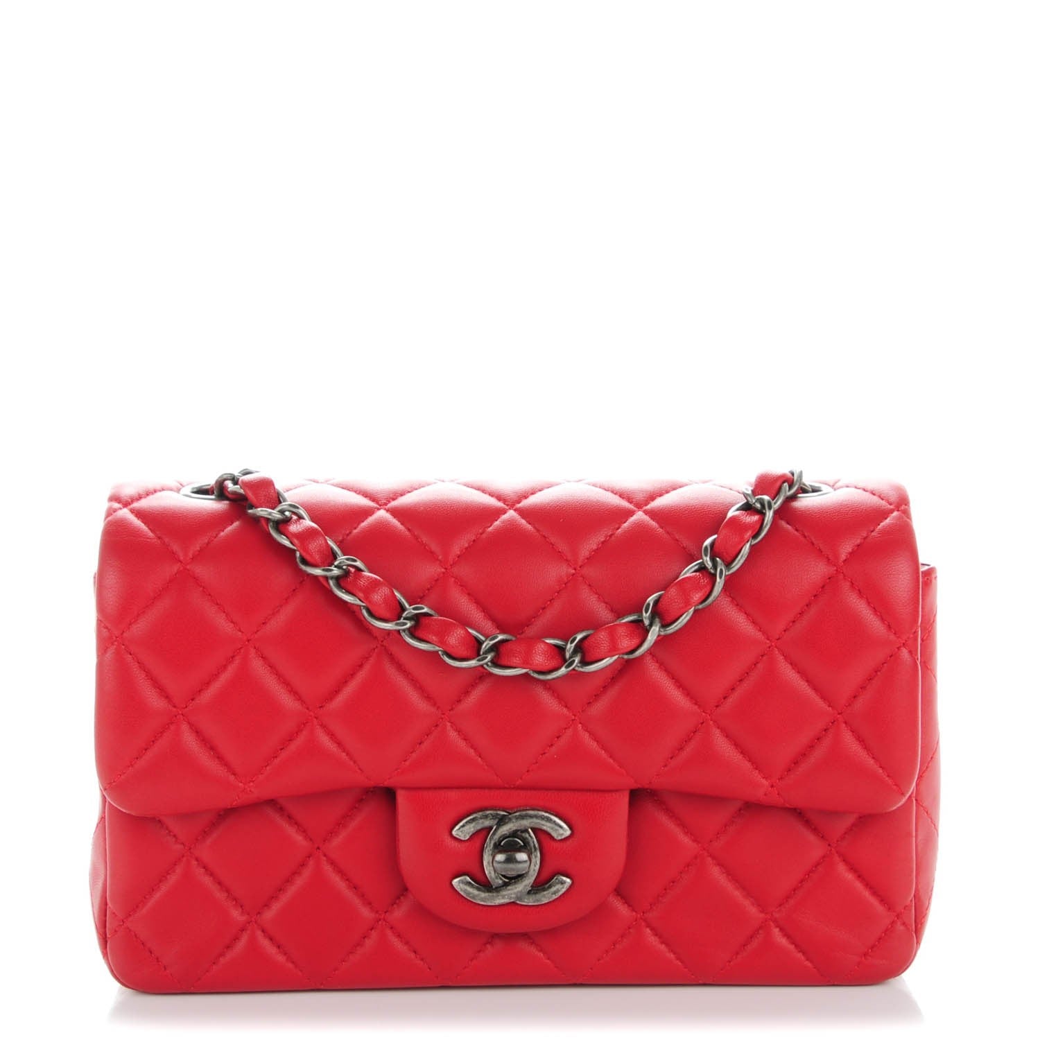 Chanel Lambskin Quilted Mini Rectangular Flap Red 1 of 8