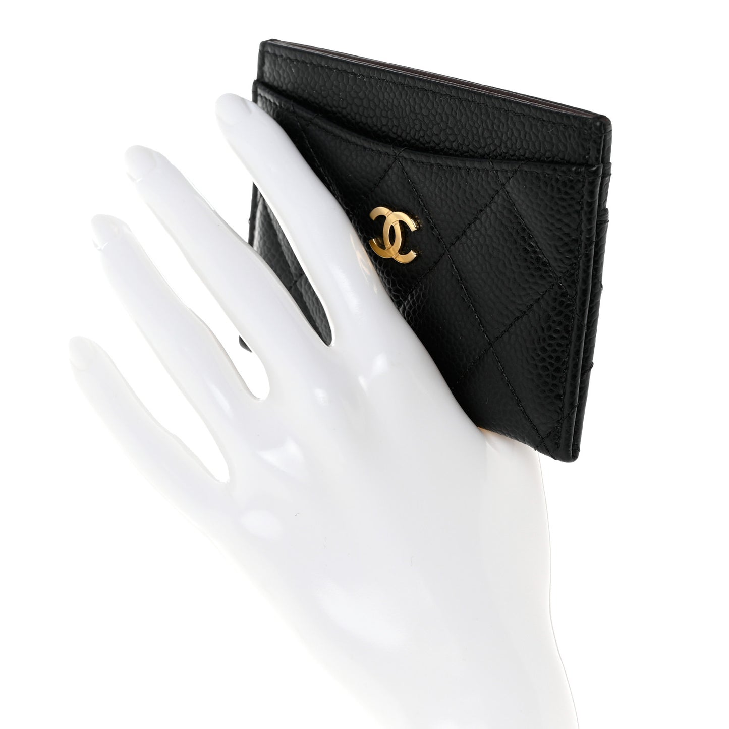 Caviar Quilted Card Holder Black