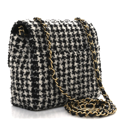Chanel Tweed Houndstooth Quilted Mini Square Flap White Black 3 of 10