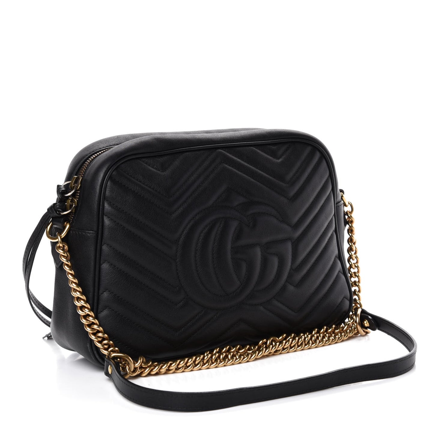 Calfskin Matelasse Medium GG Marmont Chain Shoulder Bag Black