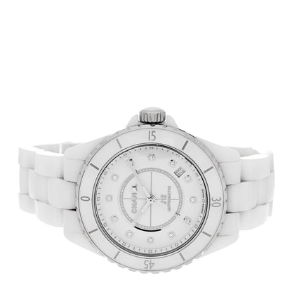 Chanel Stainless Steel Ceramic Diamond 38mm J12 Automatic Watch White 2 of 4