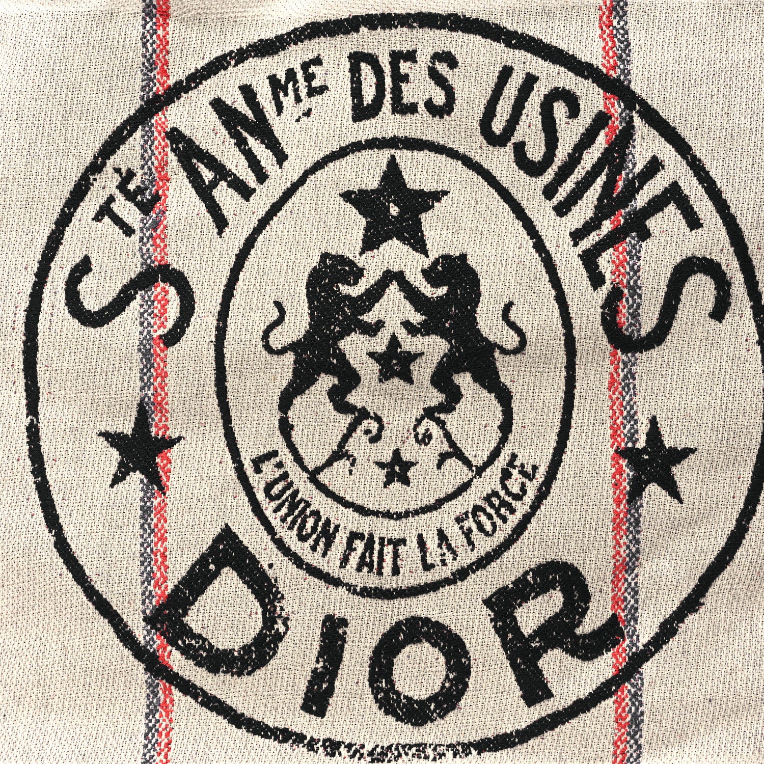 Christian Dior Canvas Union Print Cruise Tote Ivory Black 7 of 9