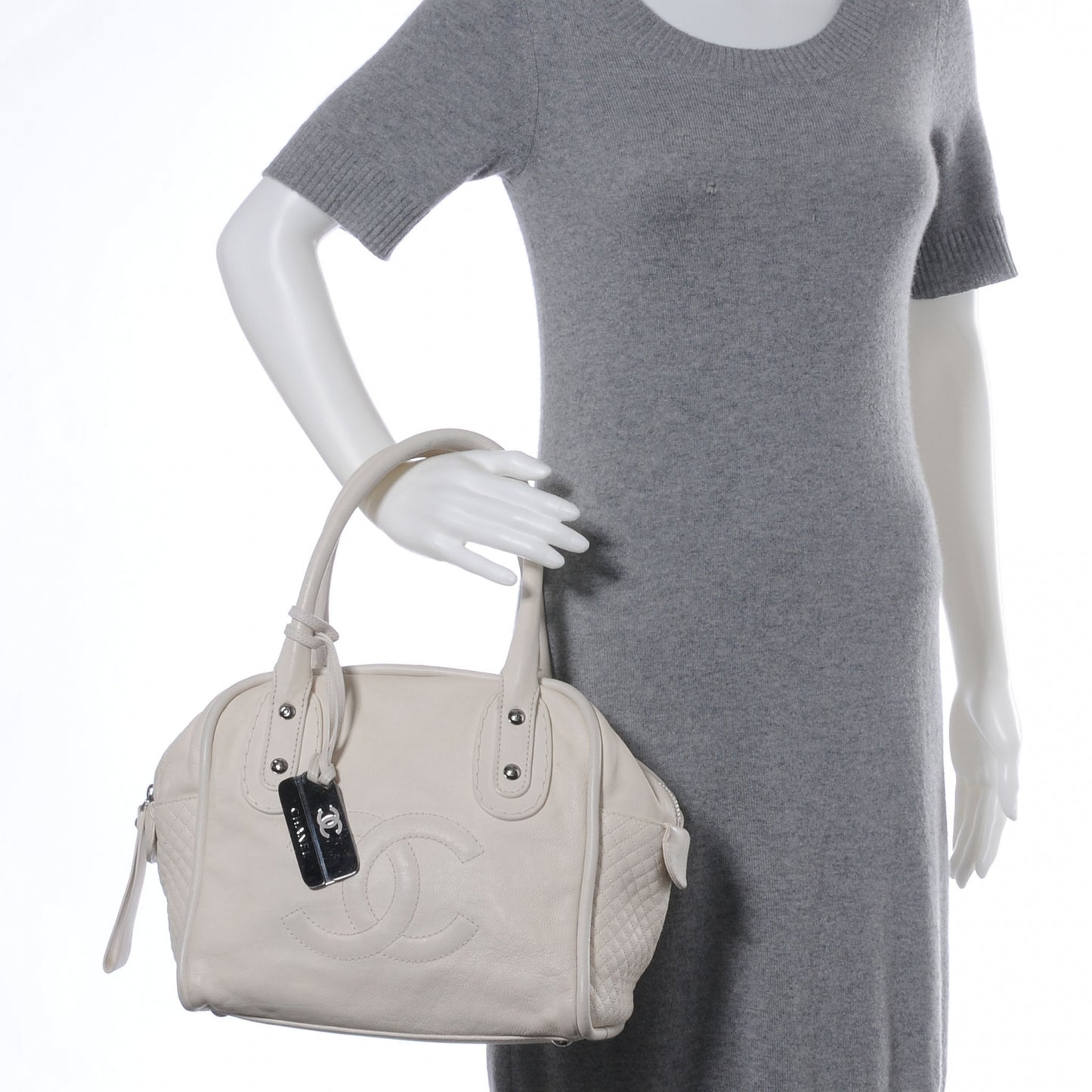 Calfskin Small CC Bowler White
