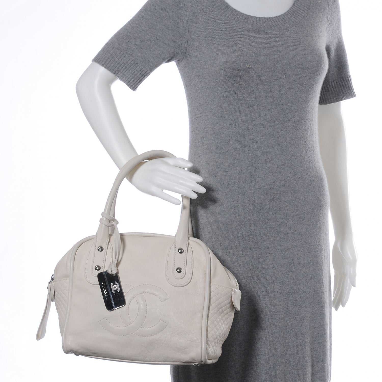 Chanel Calfskin Small CC Bowler White 2 of 7