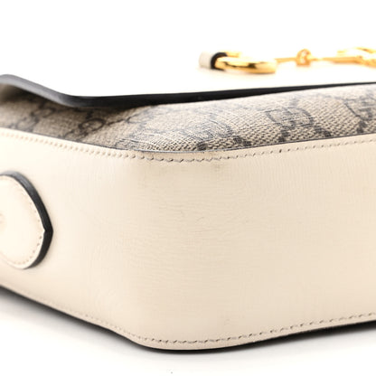 Gucci GG Supreme Monogram Small Horsebit 1955 Shoulder Bag Beige Mystic White 9 of 13