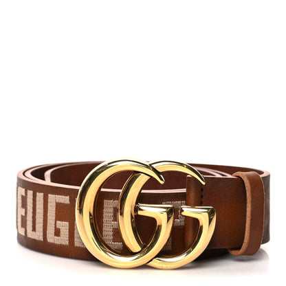 Gucci Faded Calfskin L'Aveugle Par Amour Embroidered Double G 40mm Belt 90 36 Cuir 1 of 5